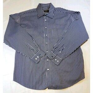 Bugatchi Mens Button Up Shirt 2XL Striped Black Luxury Modern Preppy Minimalist